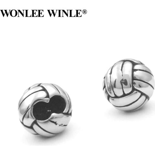 Wonlee Winle Stainless Steel 5mm double hole Ball Bracelets Bead Charm Fit DIY Bracelet Jewelry Making (Without Bracelet)