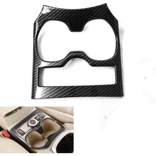 YAQUICKA Carbon Fiber Style Car Interior Water Cup Holder Panel Frame Trim Sticker Styling For Nissan X-Trail 2014-2017 2.5T 4WD