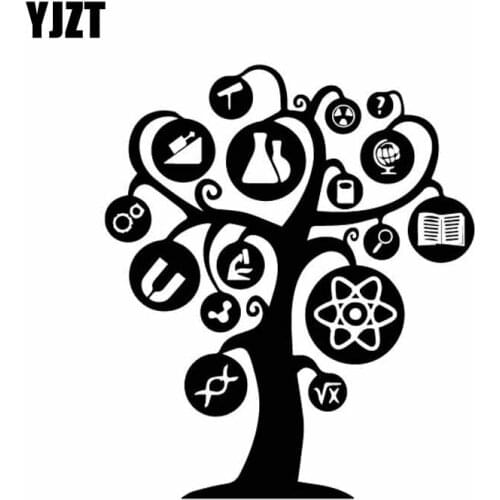 YJZT 16CM*18.8CM Laboratory Lab Vinly Decal Scientific Tree Science Lab Scientist Car Sticker Black/Silver C27-0297