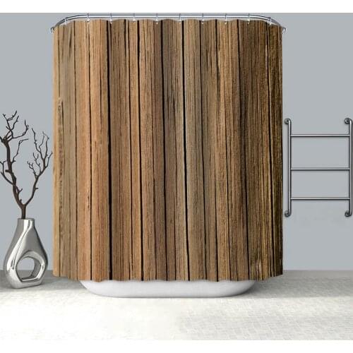 Custom Wood Style 02 Shower Curtain Modern Style Set Hook Natural Landscape Home Decoration Bathroom Curtains Frabic Print