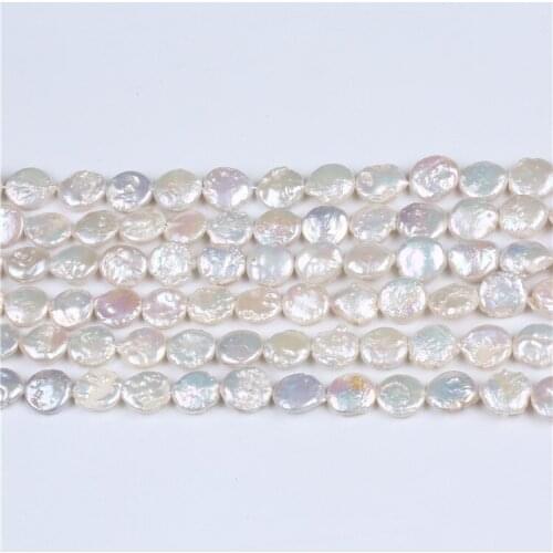 10-11mm natural real peals freshwater coin shape pearl strands