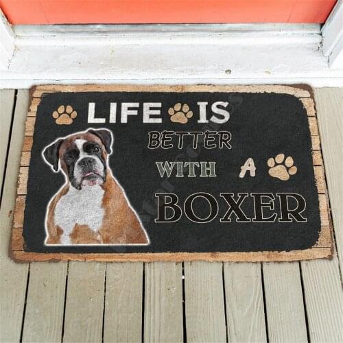 Life Is Better With Boxer Custom Doormat 3D Printed Doormat Non Slip Door Floor Mats Decor Porch Doormat