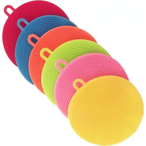 1Pcs Silicone Cleaning Brushes Soft Silicone Scouring Pad Washing Sponge Dish Bowl Pot Cleaner Washing Tool Kitchen Accessories