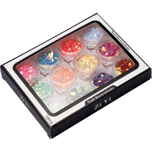 12 Box/set Laser Nails Sticker Horse Eeye Rhinestones Nail Art Decorations Manicure DIY Beauty Nail Stickers Decals Accessories