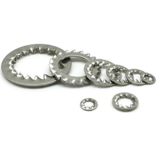 20pcs M3 M4 M5 M6 M8 M10 M12 M14 M16 M20 lock washers internal/external sawtooth stop gaskets stainless steel non-slip gasket