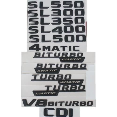 3D Matt Black Trunk Letters Badge Emblem Emblems Badges for Mercedes Benz SL280 SL300 SL350 SL500 SL600 V8 BITURBO AMG 4MATIC