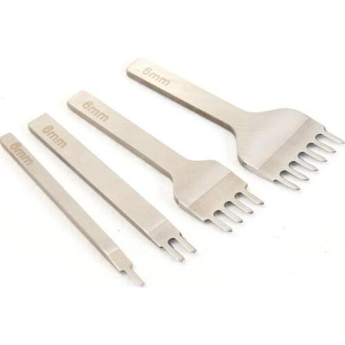 4pcs/set 5mm 6mm Leather Craft Tools Hole Punches Stitching Punch Tool 1+2+4+6 Prong Leathercraft Punching Tools Set