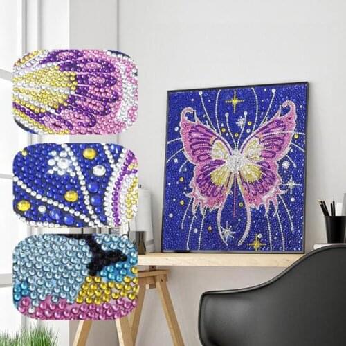 5 Pieces Christmas DIY Diamond Key Chain 5D Painting Round Drill Keychain Christmas Crystal Rhinestone Art Crafts Decor