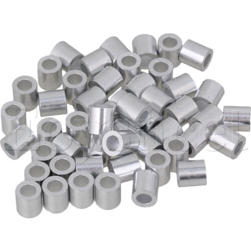 50pcs M4 Round Holes Ferrules Wire Rope Aluminum Clamps Sleeves Clip Silver