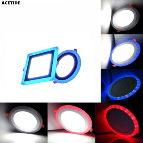 ACETIDE Led Downlight 6W 9W 16W 24W led Ceiling Recessed panel Light Painel lamp decoration round square Blue+White 2 color
