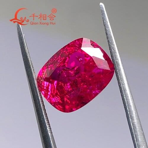 Antique cushion shape red coor artificial ruby 5# including minor cracks and inclusions corundum lose gem stone