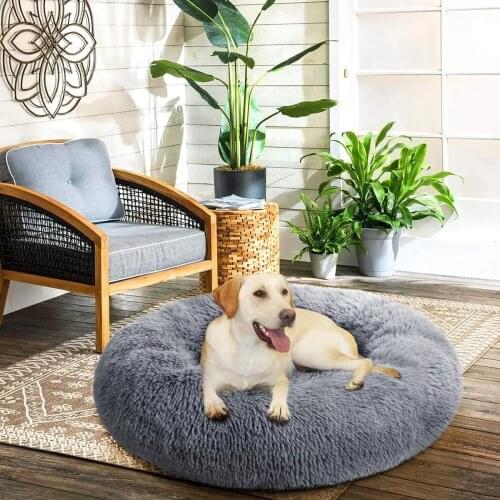 Large Pet Bed Cat And Dog Beds House Soft Long Plush Best Round Mat Animals Sleeping Bags Sofa Cushion Washable Donuts Mats