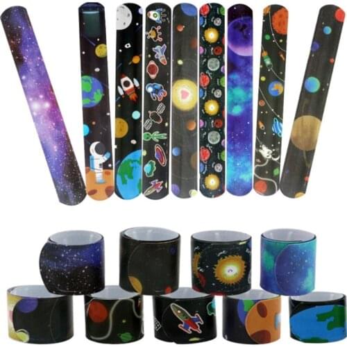 1Set Space Slap Bracelets Classroom Prizes Exchanging Gifts for Children Teenagers Snap Bands Party Decorations Favors
