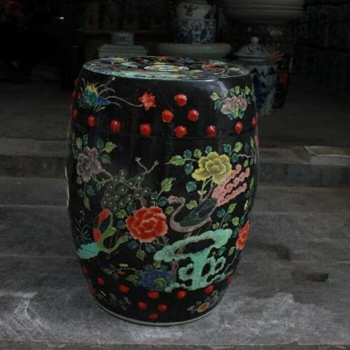 Black Crane Jingdezhen porcelain Garden stool ceramic stool for dressing table drum chinese porcelain chinese garden stools