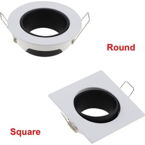 Zinc Alloy Square Round Led Downlight Housing Recessed GU10 Ceiling Spotlight Mounting Frame MR16 Lighting Fixture Cutout 70mm