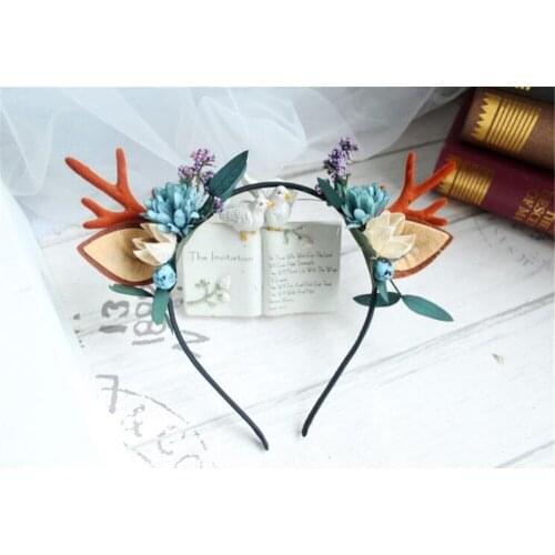 Gothic Antlers Deer Horns Flower Twig Hair Band Headband Cosplay Christmas Hairband Photo Props B1397