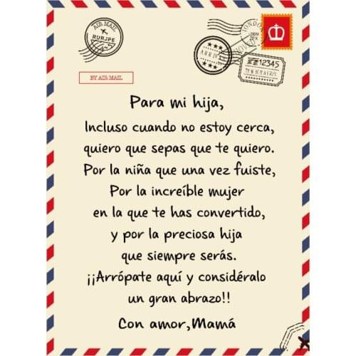Spanish Letters blanket to my daughter in spanish Warm Cozy Letter Throw Blanket for Bed Sofa Couch Birthday Gift