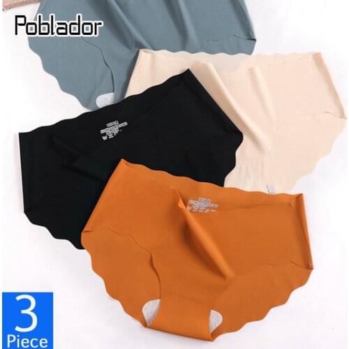 Poblador 3Pcs/lot Sexy Women Sport Panties Set Underwear Seamless Low Waist Briefs Comfort Underpants Soft Solid Lady Lingerie