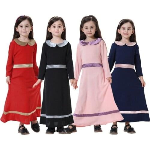 Fashion Muslim Children Abaya Islamic Clothing Girl Maxi Dress Middle East Arab Cute Long Robe Gowns Kimono Kids Jubah Ramadan