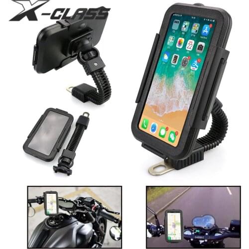 Motorcycle Phone Holder Rearview Mirror Stand Mount Waterproof Phone Bag Adjustable Bracket For Vespa GTS GTV Sprint Primavera