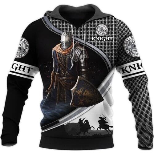 Hot sale harajuku 3D Hoodie Men Knights Templar Fashion 3d print Sweatshirts hoodies Personality hip hop Pullovers black Jackets