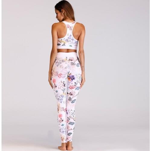 New Ink Printed Fitness Sports Leggings Set Fitness Running Yoga Clothes Seamless Gym Leggings Sports Bra Yoga Top Set