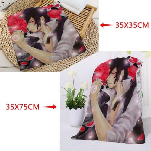 Custom Kuroshitsuji 35x75cm Face Towels Facecloth Microfiber Washcloth Quick drying Sports Towel
