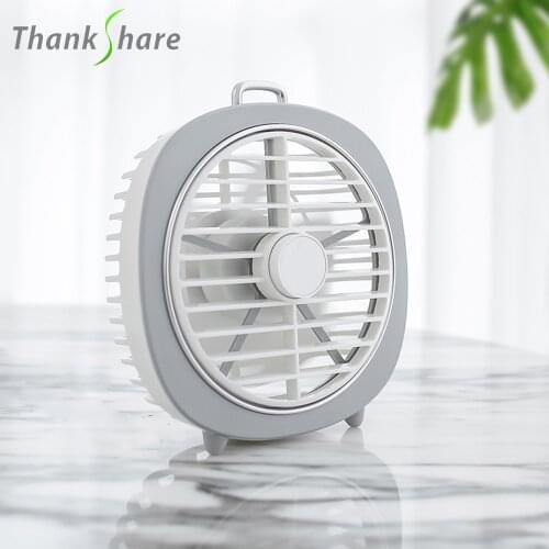 THANKSHARE Portable Rechargeable Mini USB Fan For Travelling Outdoor Office Home Cooling Hand Fan With Colorful Led Night Light
