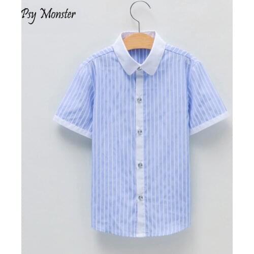 Shirts For Boys Summer Children School Uniform Boys Shirts High Quality camisa menino Kids Shirt Gentleman Shirt For Boys F48