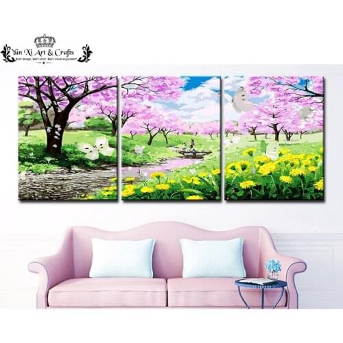 Hand Painted Abstract Canvas Painting Oil paintings Wall Art No Framed Fashion Picture painting by number Spring outing flower