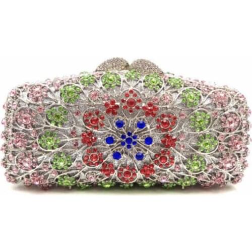 Silver Rhinestones Clutch bags Women Evening Purse Bridal Handbag Wedding Party Crystal Chain Shoulder Bag Valentines Day gift