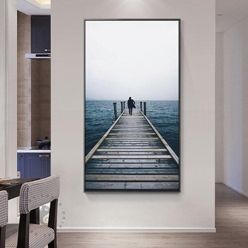 Nordic Photo Painting Seascape Mountain View Sunrise Wall Art Canvas Posters And Prints For Living Room Home Decor Mediterranean