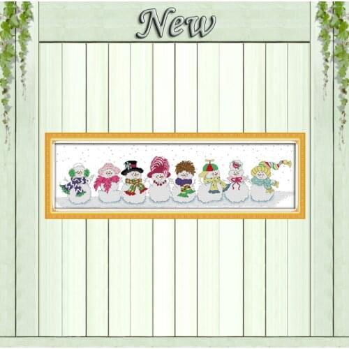 Snowman fairy winter kids cartoon paintings counted Printed on canvas DMC 11CT 14CT Cross Stitch Needlework kits embroidery Sets