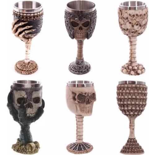 Stainless steel red wine cup, Skull goblet three-dimensional tall water cup