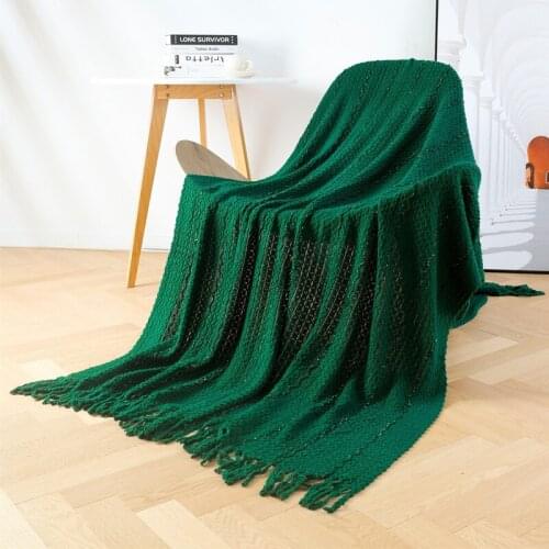 Nordic sofa blanket knitted sofa towel with tassel woolen blanket throw nap bed end towel 100% Acrylic soft Travel shawl