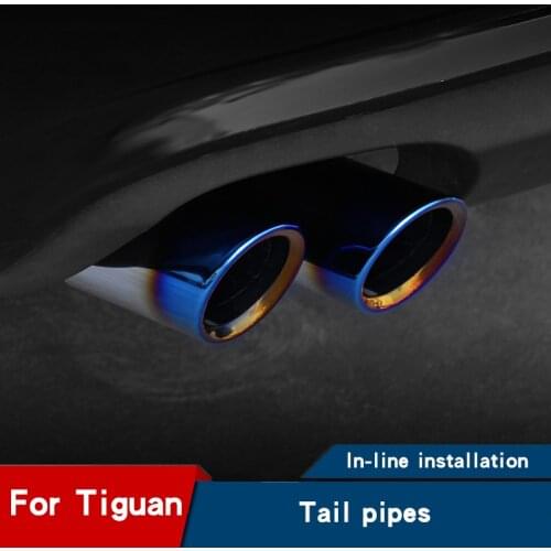 2pcs car exhaust pipe tail throat for Tiguan mk2 modified stainless steel tail pipe muffler accessories 2016 2017 2018 2019