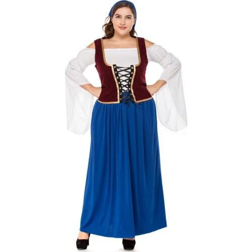 XXL Blue scarf pirate costumes Woman Dress Halloween costume for Adult Pirate Costume Dress