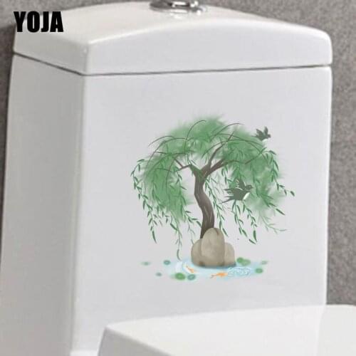 YOJA 22.8*24.3CM Pattern Fish In Water Wall Sticker Toilet Decal Living Room Home Decor T3-0808