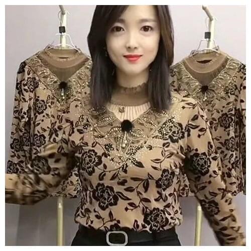 Women Blouse Womens Mesh Lace Autumn Winter Coat Blusas Ropa De Mujer