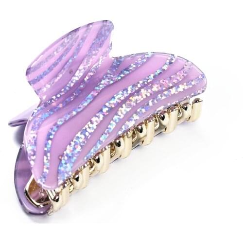 2pcs/lot 7.5cm Sequin Wavy Stripes Hair Claws for Women Hair Barrettes Hairpins Crab Acrylic Clip Hair Accessories 22106