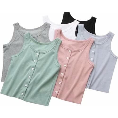 Sweet Women Soft Cotton O Neck Vest 2021 Summer Fashion Ladies High Street Slim Vest Female Solid Color Short Vest Top