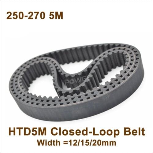 POWGE 250/255/260/265/270 5M Synchronous Belt Teeth=50/51/52/53/54 Many Widths Closed-Loop HTD 5M Timing Belt Pulley 260-5M