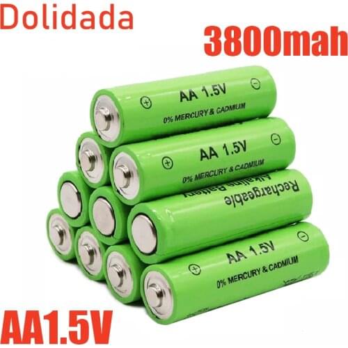 1-20pcs 1.5V AA battery 3800mAh Rechargeable battery NI-MH 1.5 V AA battery for Clocks mice computers toys so on+free shipping