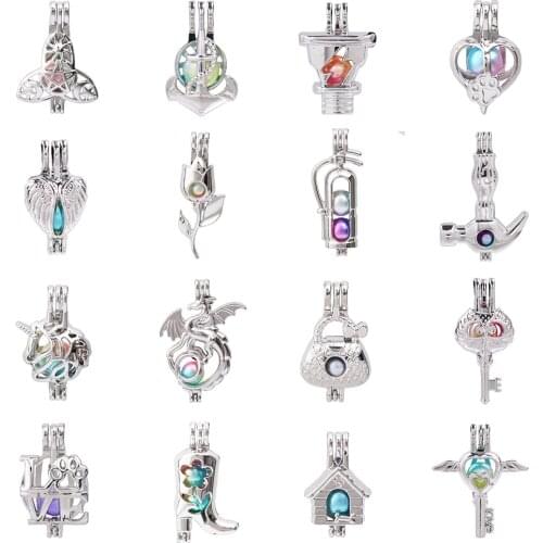 1pc Dog Paw Anchor Wing Rose Love Dragon Unicorn Pearl Cage Pendant Bead Cage Essential Oil Diffuser Lockets for Oyster Pearls