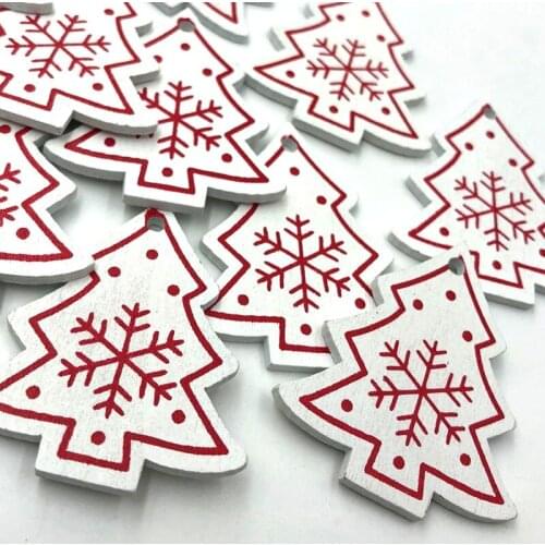 10pcs 50mm White Christmas tree Wooden Buttons Craft Card Embellish W501