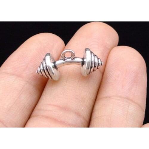 15pcs/lot--20x10mm, Antique silver plated fitness dumbbell sports charms,DIY supplies,Jewelry accessories