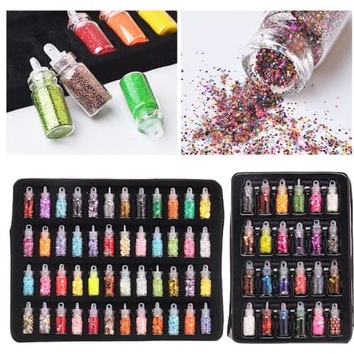 24/48Bottles/Set Nail Art Sequins Glitter Powder Manicure Decoral Tips Polish Nail Stickers Mixed Design Case Set Nail Art Tool