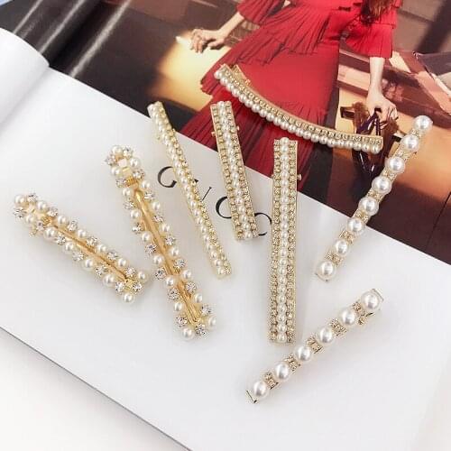 5pcs/lotFashion Pearl Hair Clip Snap Button Hair Pins for women Sweet Pearl Hairpin pearl hair Clips Jewelry Lady Barrette Stick