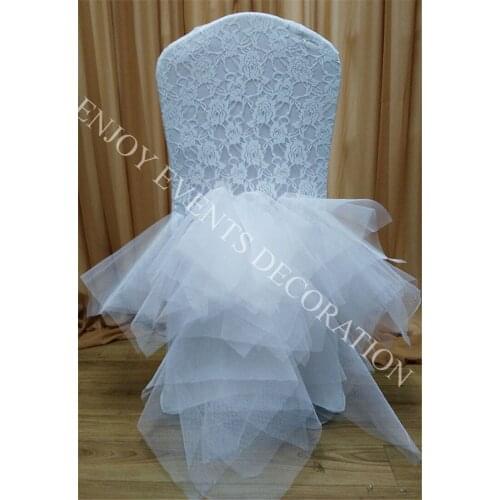 5pcs YHC#103 elegant lace chiavari chair back cover with fancy tulle skirt for chair decor