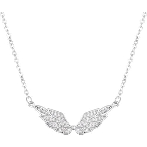 925 Sterling Silver 2021 Full Diamond Simple Light Luxury Angel Wings Exquisite Jewelry Romantic Trend Woman Pendant Necklace